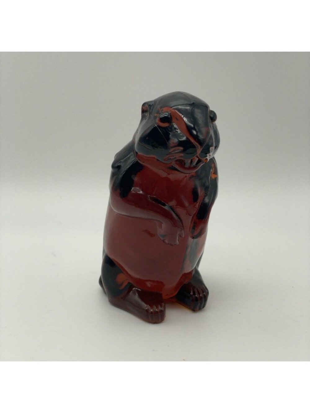 Vintage Stamped Imperial Brown Glass Woodchuck Beaver Gopher Paperweight